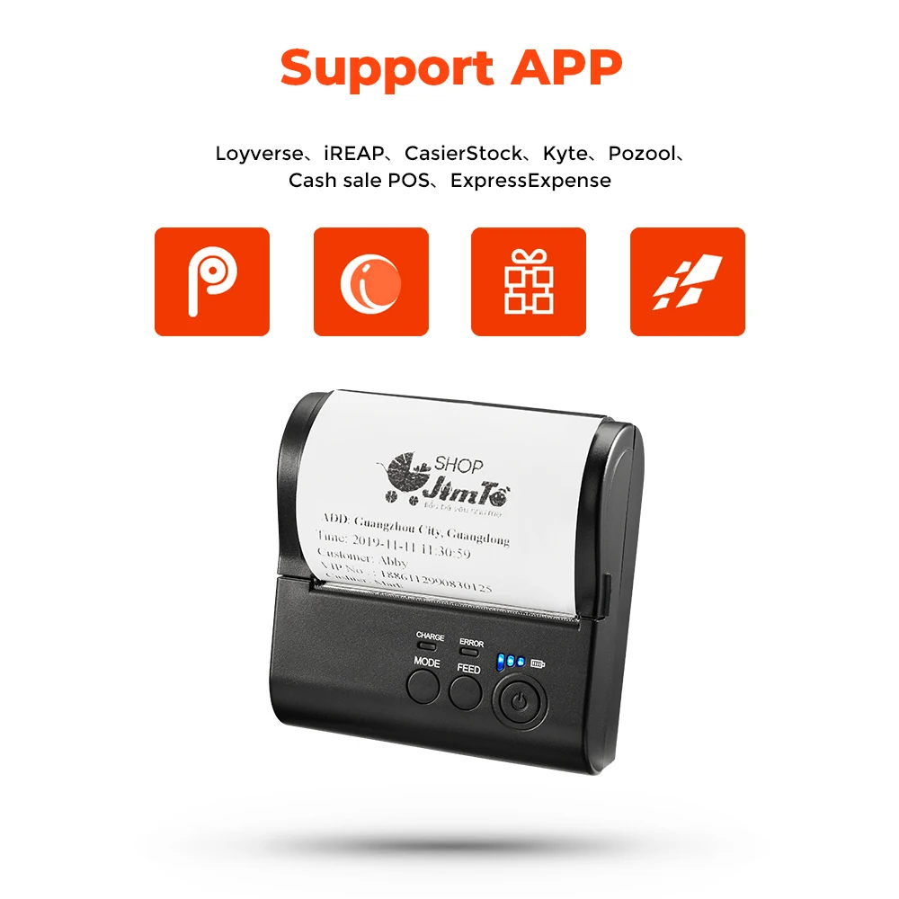 IssyzonePos Bluetooth чековый 80 мм принтер термальный Android iOS мини штрих код мобильный