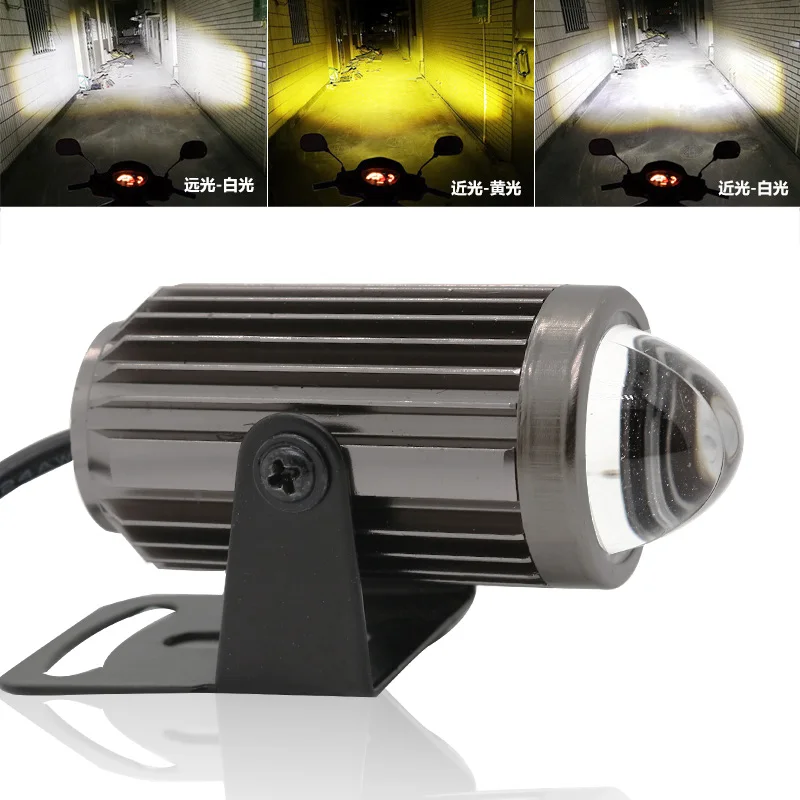 

2pcs Super Bright BI-color Hi/Lo Motorcycle LED Headlight Mini Projector Lens Car ATV Driving Foglight Auxiliary Spotlight