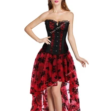 Corset Top Bustier Woman Sexy Dress Gothic Corsets Plus Size Lace Up Corset Lingerie Skirt With Zipper Black Red Corsé White (3)