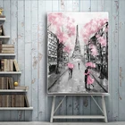Картина маслом с изображением Парижа, Эйфелева башня, пара с зонтом на улице, Настенная картина, постер, Картина на холсте, домашний декор