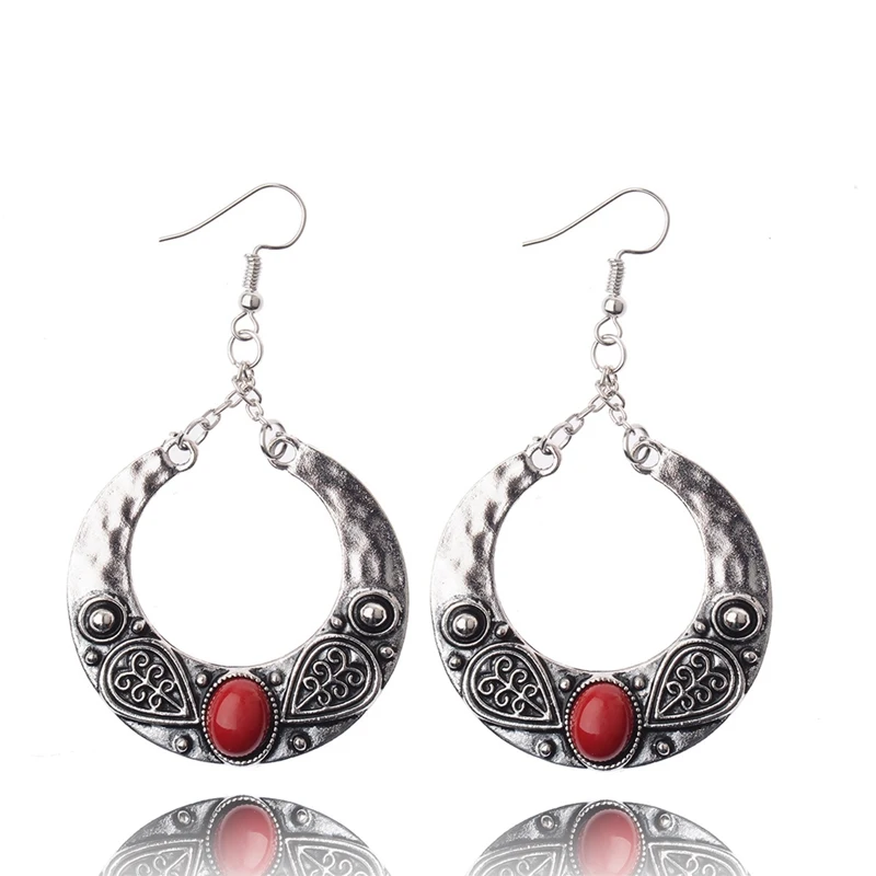 OIQUEI, индийская Jhumka, ювелирное изделие,, модные жемчужные кисточки, богемные, винтажные, серебряные, большие, круглые колокольчики, висячие серьги для женщин - Окраска металла: HXE001-1