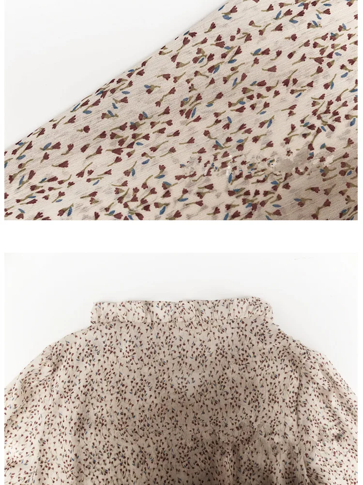 

Spring Autumn Female Floral Chiffon Shirt 2021 Temperament Long Sleeve Blouse