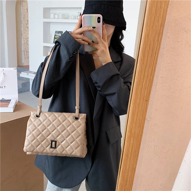 

Lattice Large Tote Bag 2020 Fashion New High Quality PU Leather Women's Designer Handbag High Capacity Shoulder Messenger Bag