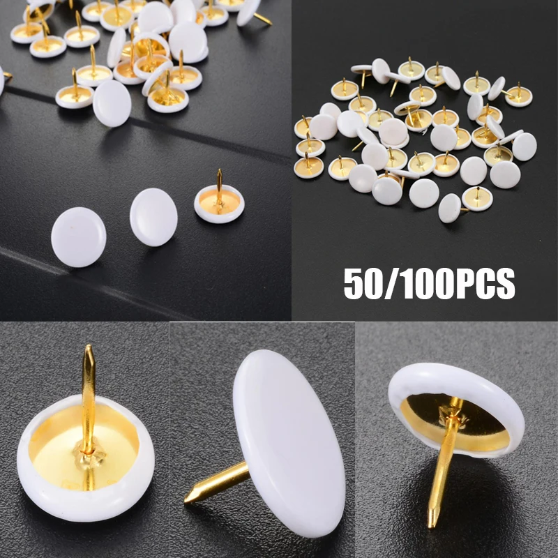 

50/100PCS White Round Shape Push Pins Thumb Pin For Office School Notice Board Cork Board Paper Tool