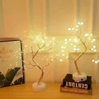 Светодиодный ночник, миниатюрная Рождественская елка, сказочный светильник, медный провод, гирлянда, лампа для дома, декор детской комнаты, светящийся праздничный свет