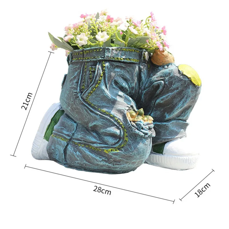 

American Pastorale Retro Trousers Flower Pot Room Study Hallway Jeans Cowboy Art Pot Plant Pot Outdoor Garden Decorations R2919