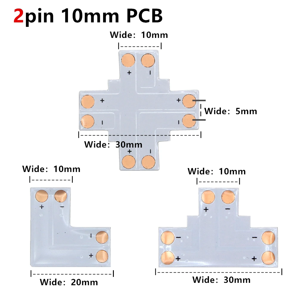 2pin/3pin/4pin/5pin угловой разъем 8 мм/10 мм/12 мм T/L/X PCB форма Solderless для WS2812 WS2811 Pixel