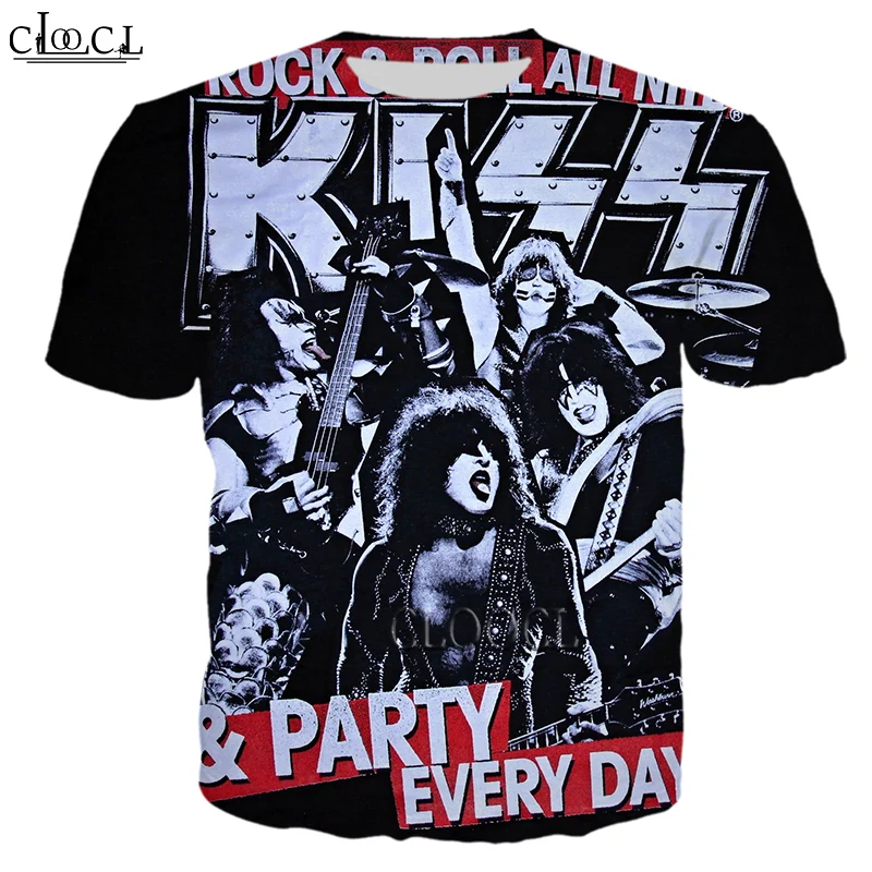 

HX Newest Rock KISS Band T-Shirts for Mens Women Short Sleeve 3D Print Star Singer Summer Harajuku Tee Shirt Drop Shipping