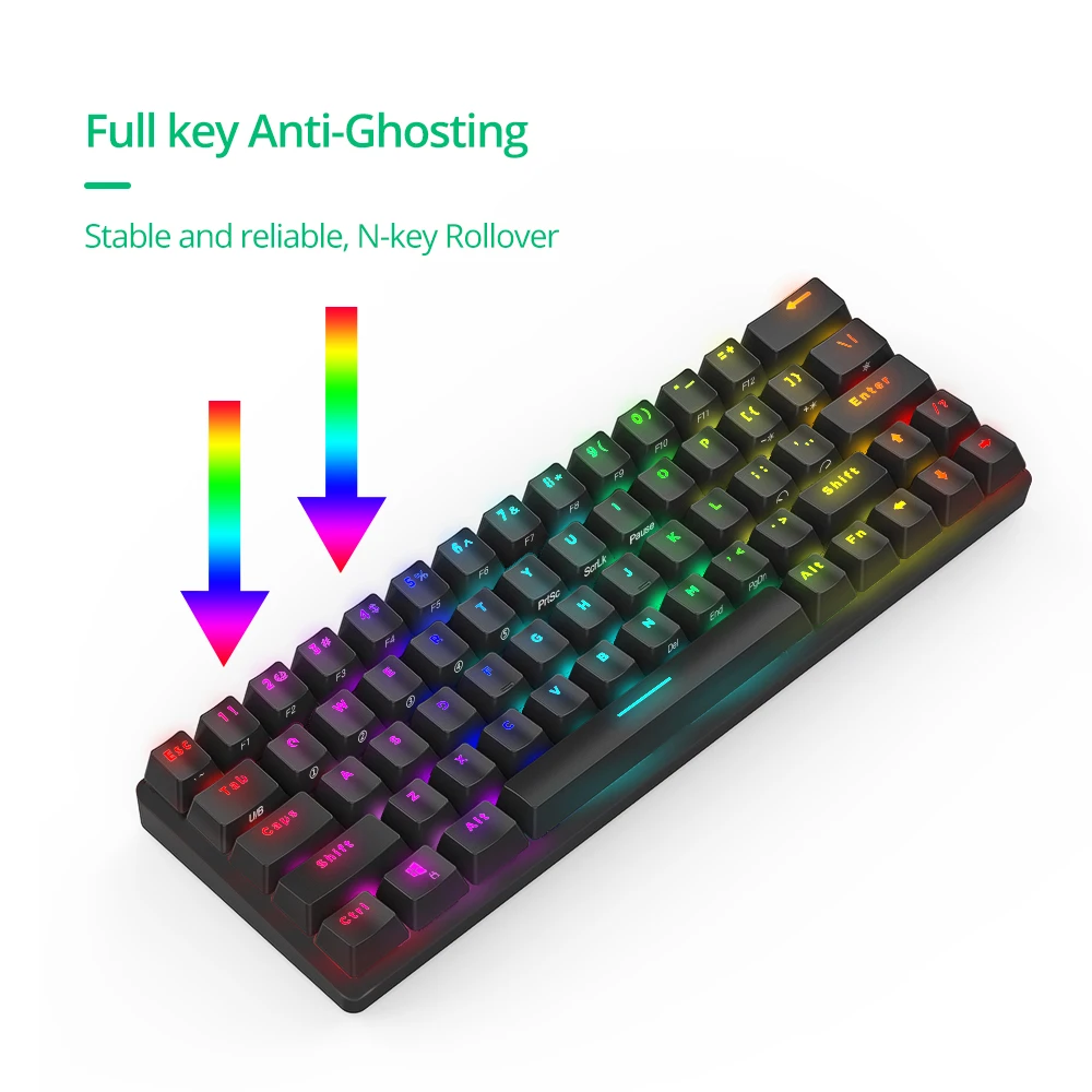 blitzwolf bw kb1 wireless bluetooth compatible keyboard gateron black switch rgb 63 keys layout nkro type c mechanical gaming free global shipping