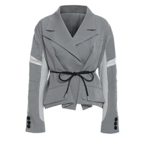 superaen 2021 high street jacket women jacket autumn and winter new design fashion short lace up grey blazer