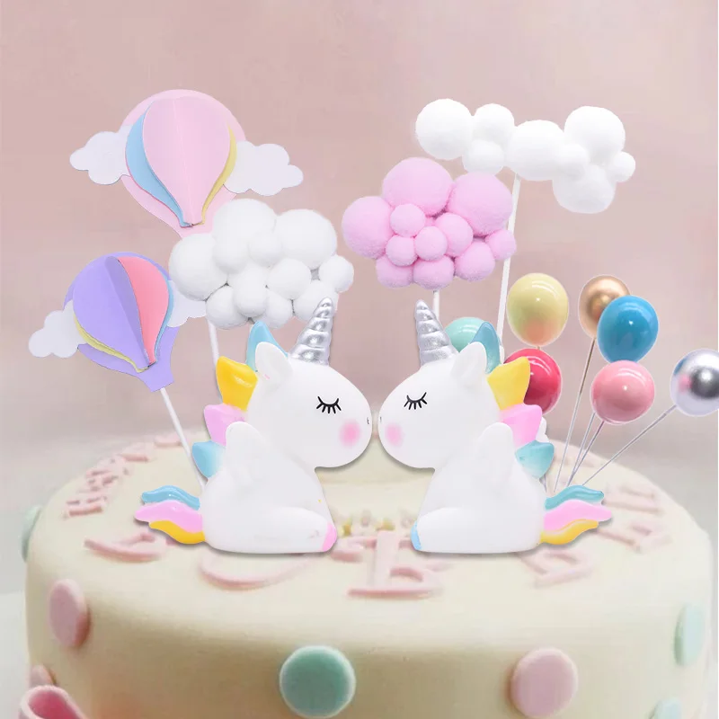 

Rainbow Unicorn Cake Topper Cloud Lollipop Shape Cake Flag Baby Birthday Wedding Cake Toppers Decor Unicorn Theme Party Supplies