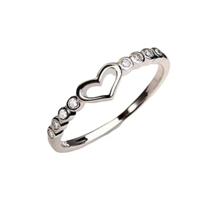 

Love Ring Blue Sapphire CZ Gemstone Heart Women's Fashion