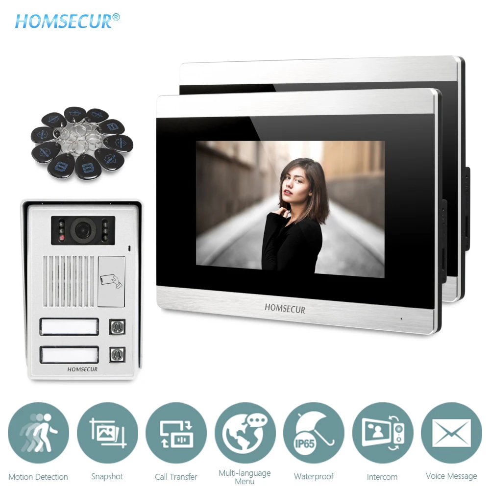 HOMSECUR 7 дюймовый умный дверной звонок для видео и аудио + наружный мониторинг