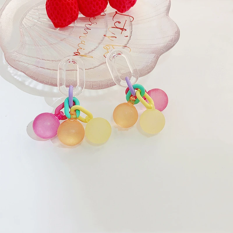 

Women's S925 Silver Needle Colorful Bubble Gum Earrings Dreamy Color Balls Hit Color Ear Jewelry Niche Design Sense 2021 New