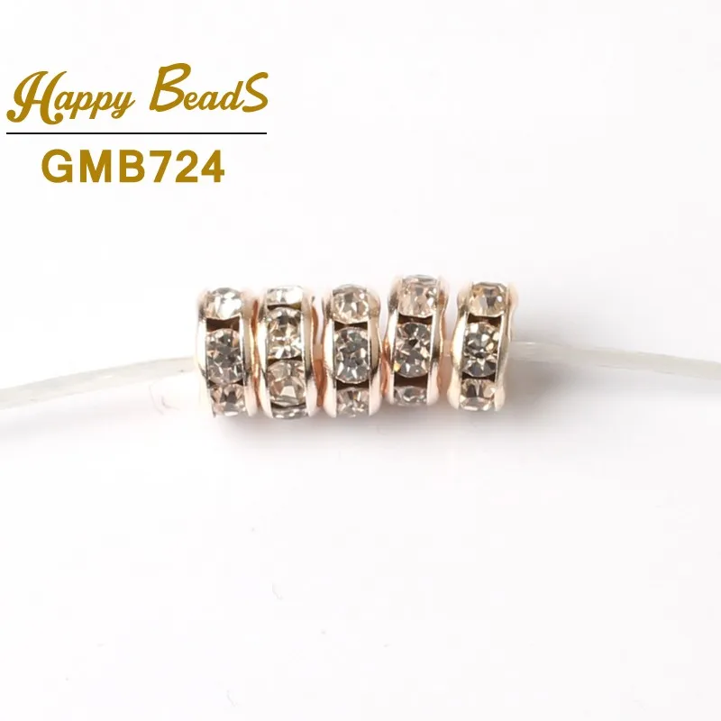 Rose gold 6 мм, 100 шт, розовое золото, бронза, металлическое покрытие, стразы Rondelle, кристалл, свободный разделитель бисер, бусины для рукоделия, аксессуары для изготовления ювелирных изделий - Цвет: Rose gold
