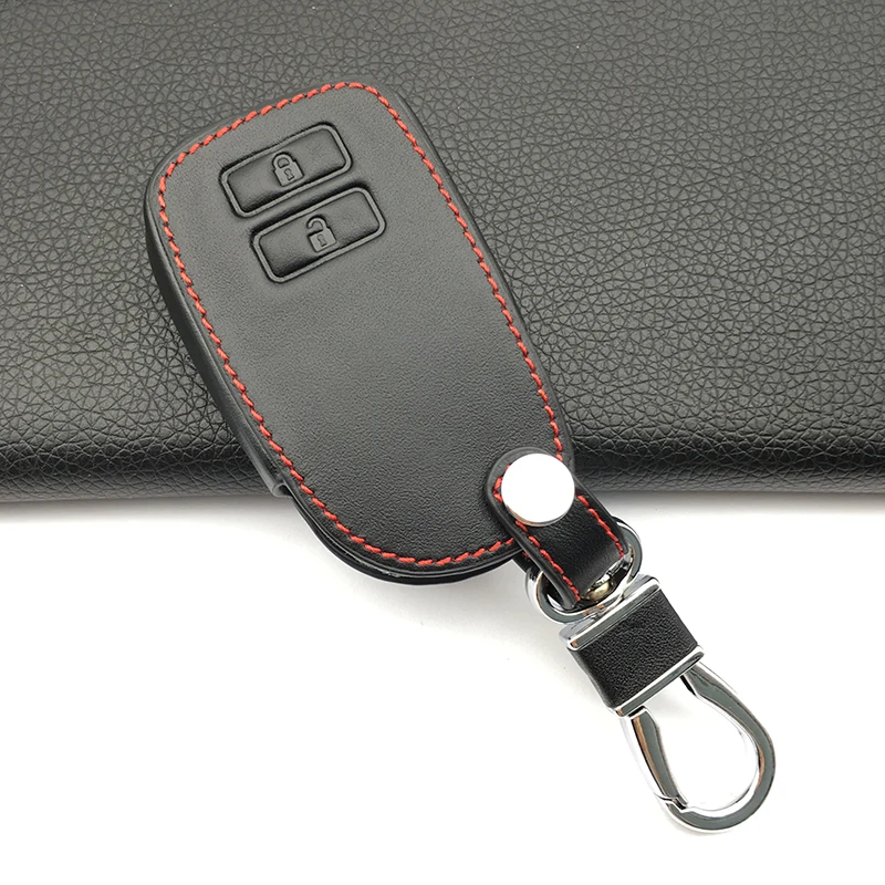 

Latest Hot Sale High Quality Genuine Leather Car key Cover Skin Case Fit for Toyota 2 Buttons Remote Control Protect Shell