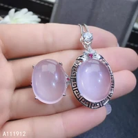 kjjeaxcmy fine jewelry natural rose quartz 925 sterling silver women pendant necklace chain ring set support test trendy