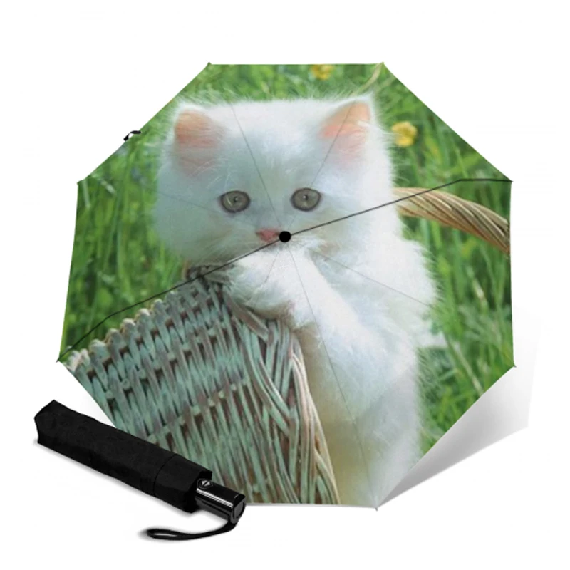 Зонт для путешествий с автоматическим открытием и закрытием милый принтом кошки