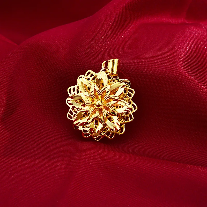 

Модный кулон из 14-каратного золота для ожерелья, нежный женский кулон в виде цветка, ожерелье из желтого золота, ювелирные изделия в виде кап...
