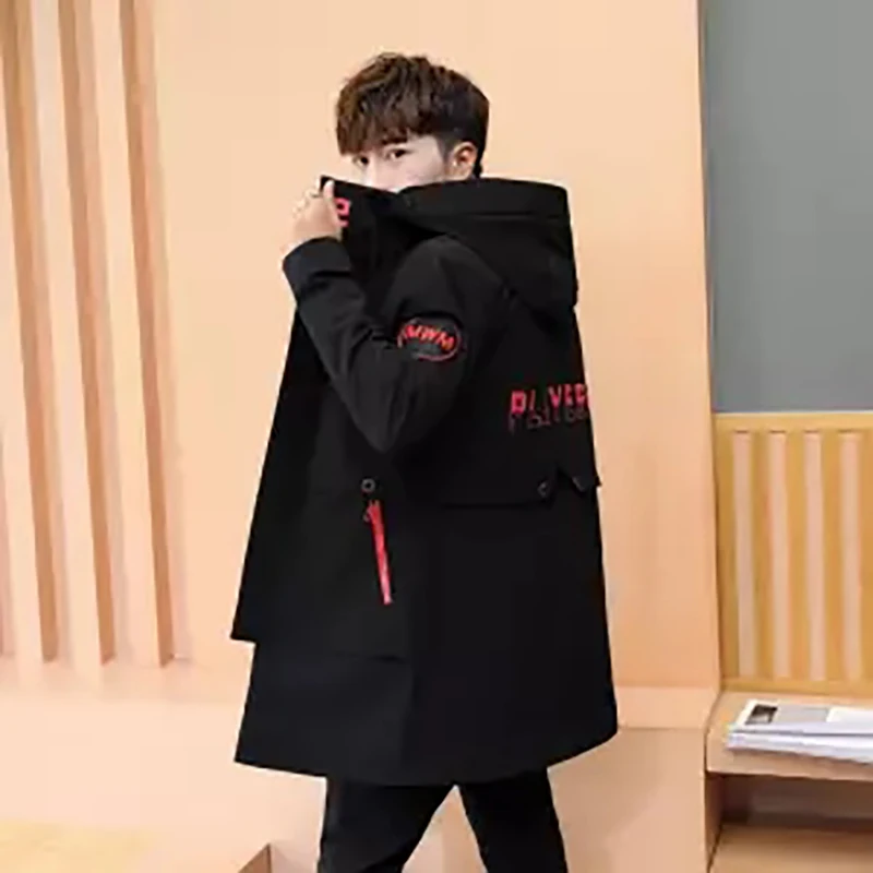 Весенние осенние куртки пальто с капюшоном модная повседневная брендовая