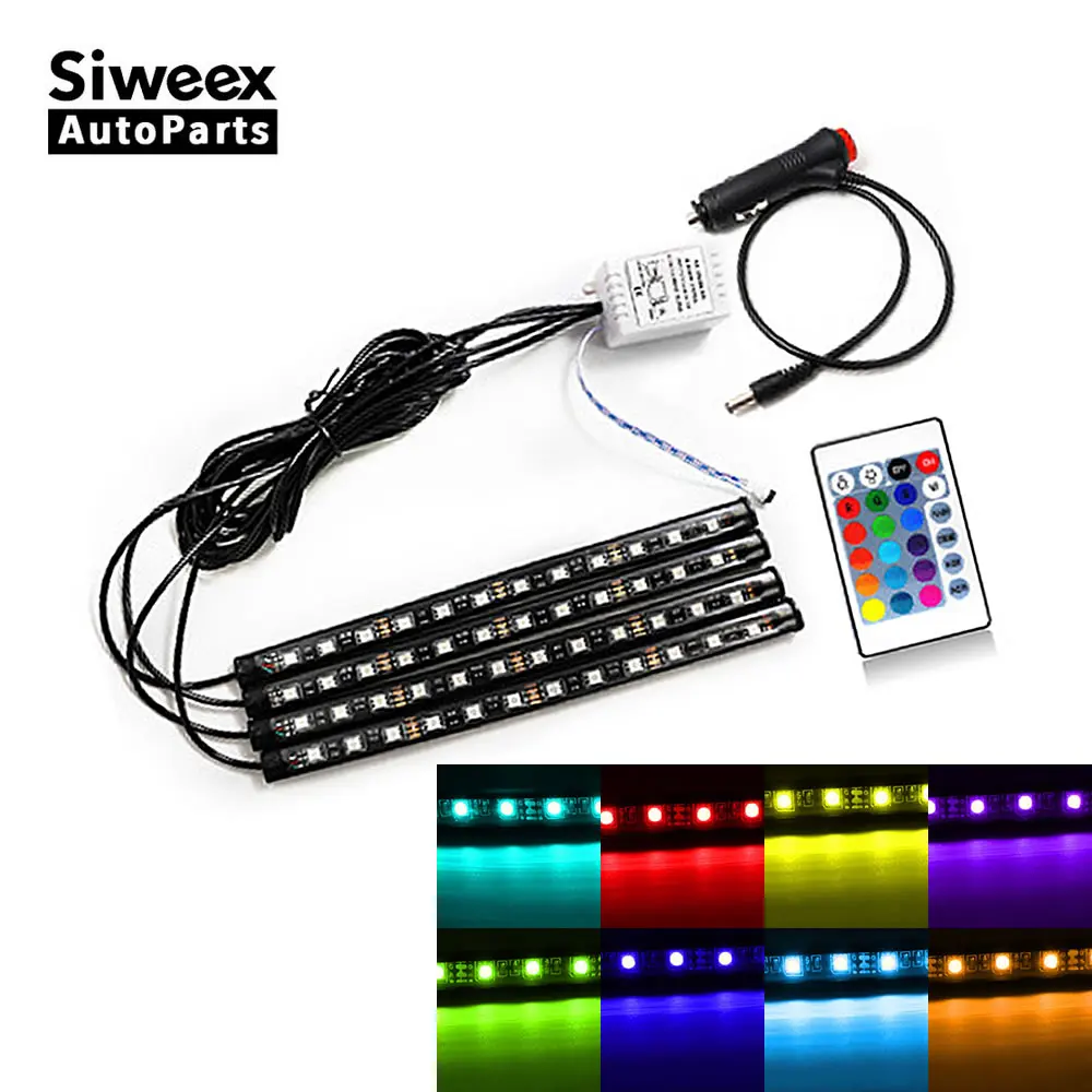Светодиодная лента RGB для салона автомобиля 4 шт. 5050 SMD декоративное освещение