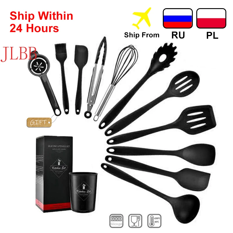 

10/11Pcs Silicone Kitchenware Non-Stick Cookware Cooking Tool Spoon Spatula Ladle Egg Beaters Shovel Soup Kitchen Utensils Set