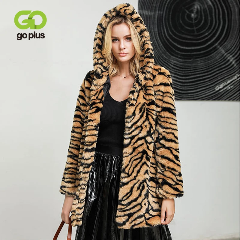GOPLUS сексуальное леопардовое пальто с искусственным мехом капюшоном толстый