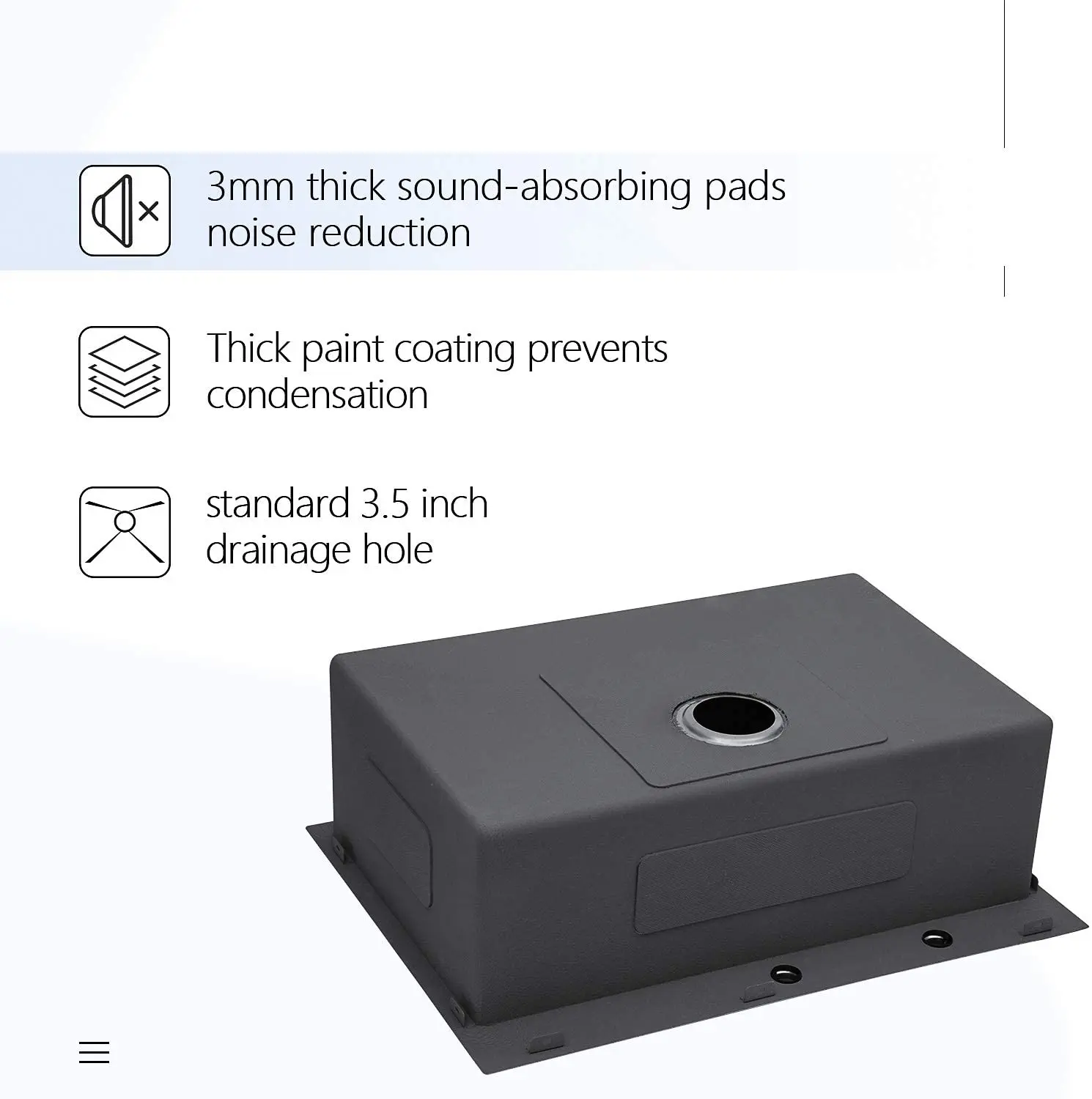 Черная кухонная раковина 304 из нержавеющей стали с одним кишечником для мытья