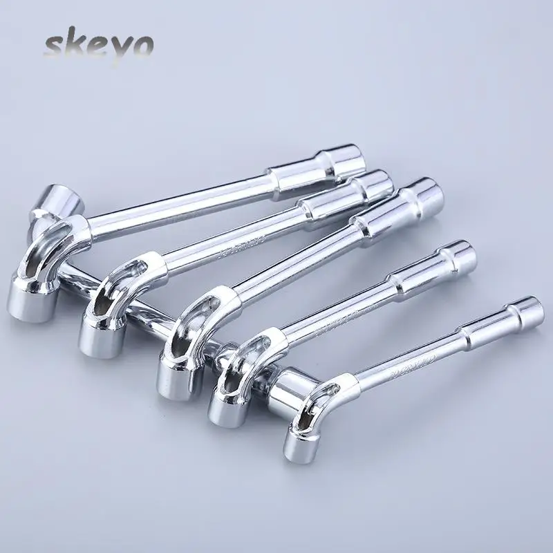 

5Pcs CRV Chrome Surface Pipe Wrench L Type 7-Shaped Perforation Elbow Double Head Hexagon Socket Wrench Set 6 8 10 12 14mm