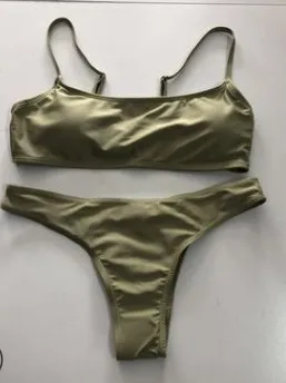 army-green Сексуальный комплект бикини Для женщин купальник Цельные брендовые бикини, открытая спина, купальник с низкой талией ванный комплект Бразильское бикини со стрингами бикини - Цвет: army-green