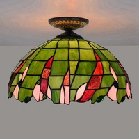 40cm european countryside green color tiffany multi color glass restaurant bedroom aisle corridor lobby glass ceiling lamp