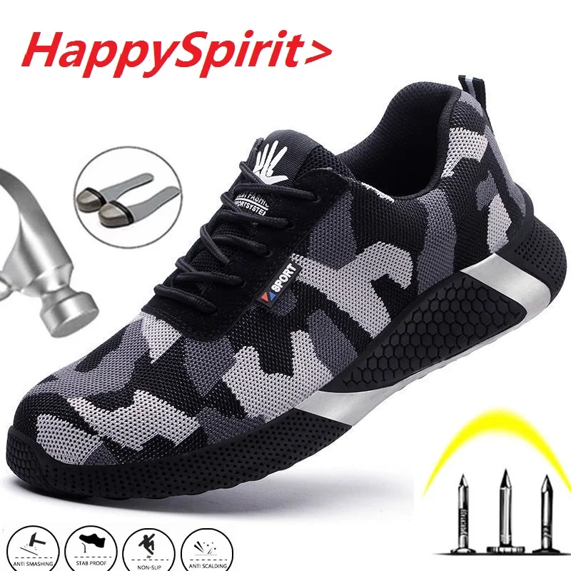 

Safety Shoes Men Puncture-Proof Work Sneakers Men Steel Toe Shoes Work Boots Indestructible Safety Boots Male Shoes