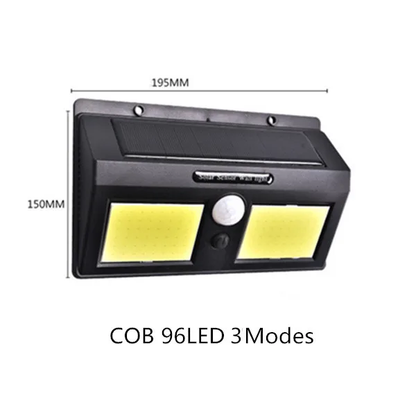 COB 96led 3 modes Солнечная лампа светодиодный настенный солнечный светильник Открытый охранный светильник ing Ночной светильник с датчиком движения детектор для сада задняя дверь шаг - Испускаемый цвет: COB 96led 3 modes