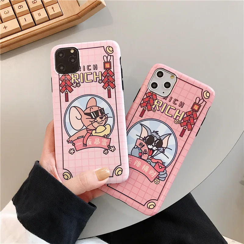 Милый чехол для телефона Tom Jerry для iPhone 11 Pro MAX XS MAX XR мягкий чехол из ТПУ с рисунком кошки и мышки для iPhone X 7 8 6S 6 Plus чехол