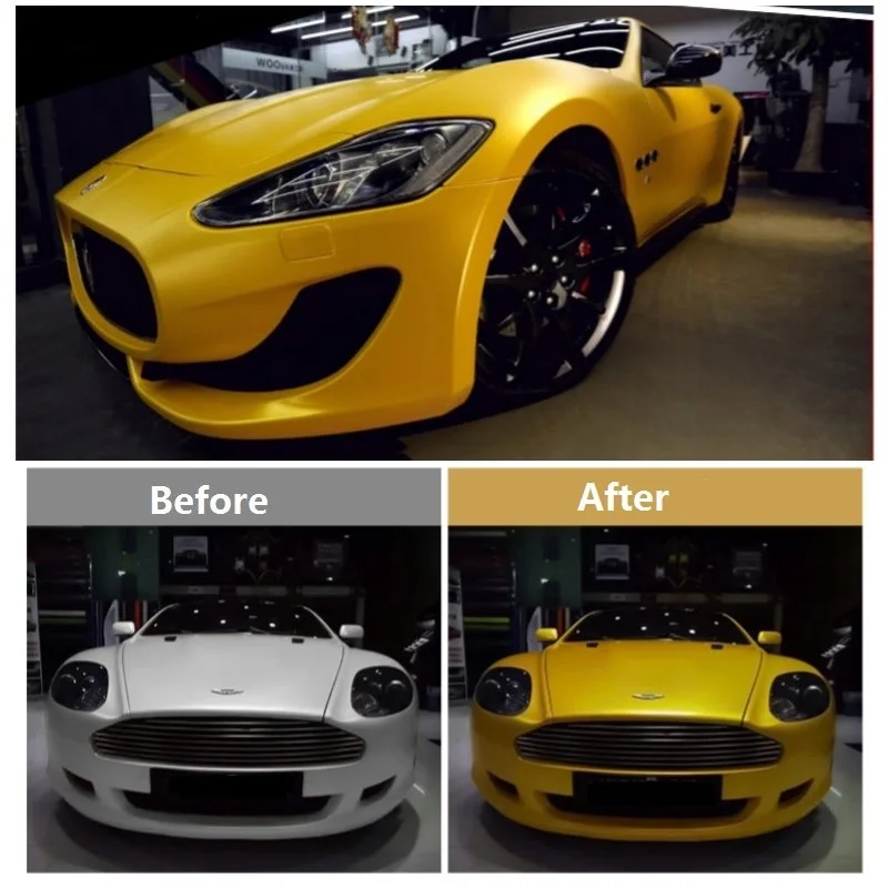 Электро-оптическая металлическая Желтая пленка для кузова автомобиля матовая