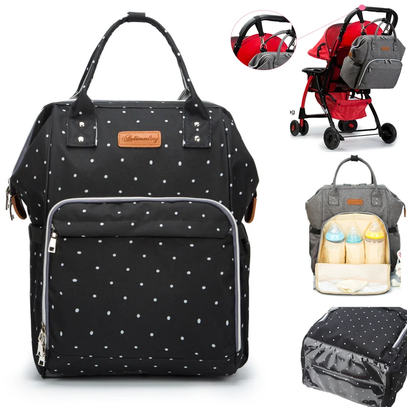 Bolsa de pañales de maternidad para mamá, ganchos para cochecito, bolsa de pañales de bebé de gran capacidad, mochila de viaje, bolsa de lactancia de diseñador, cuidado del bebé