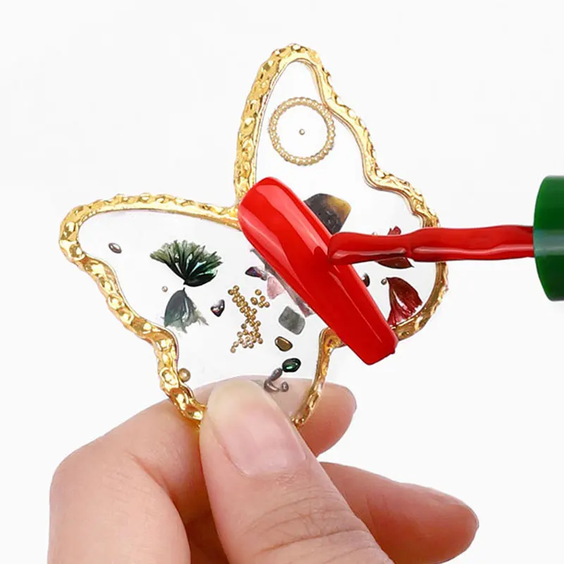 

Crystal Agate DIY Nail Art Polish Gel Palette Phnom Penh Love Butterfly Resin Nail Work Display Stand Novice Nail Training Tool