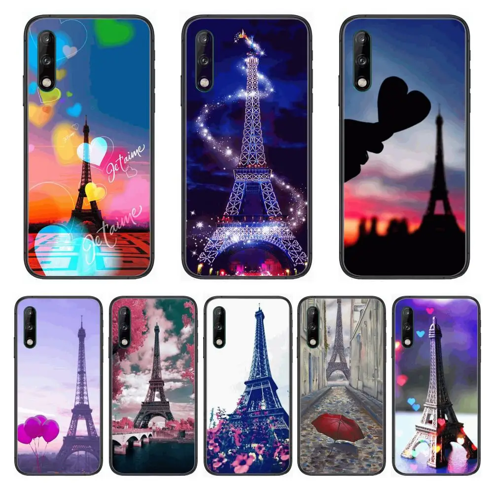 

Paris Eiffel Iron Tower Clear Phone Case For Huawei Y 5 6 7 8 9 A P S Pro 2020 2019 Black Etui Coque Hoesjes Comic Fashion