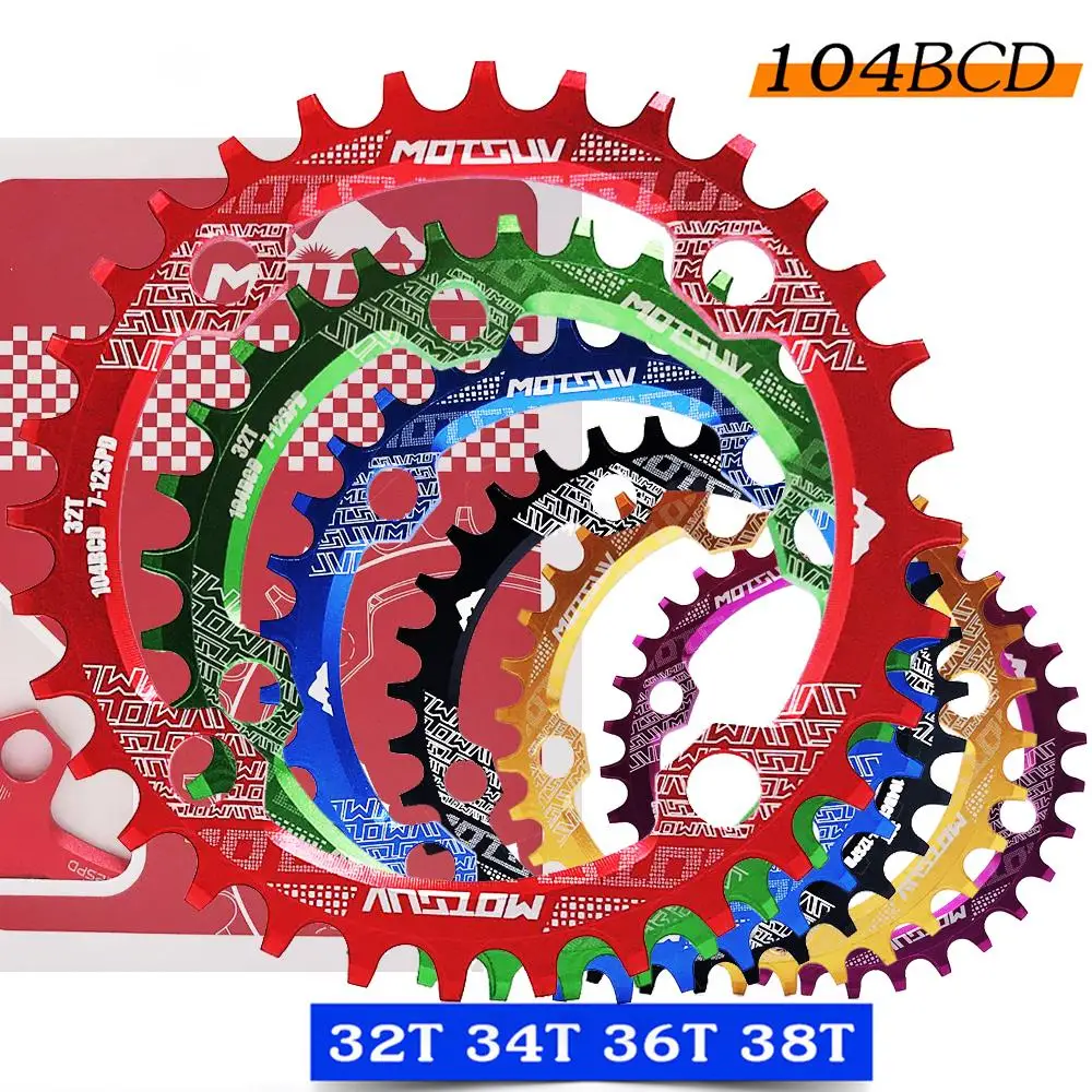 Кривошип велосипеда 104BCD круглой формы узкий широкий 32T/34T/36T/38T MTB цепной круг