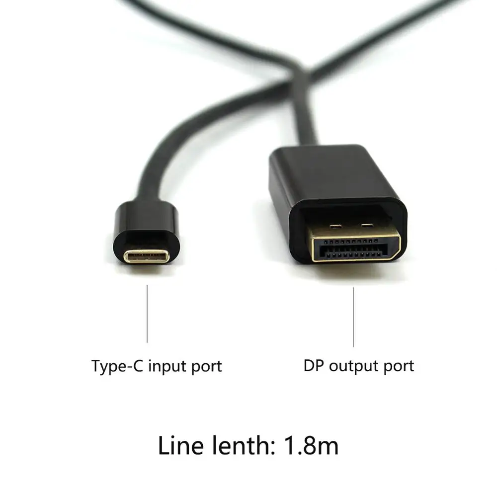 1 8 м USB 3 Тип C Дисплей порт кабель Топ штекер DP 4K HDTV адаптер|Кабели VGA| |