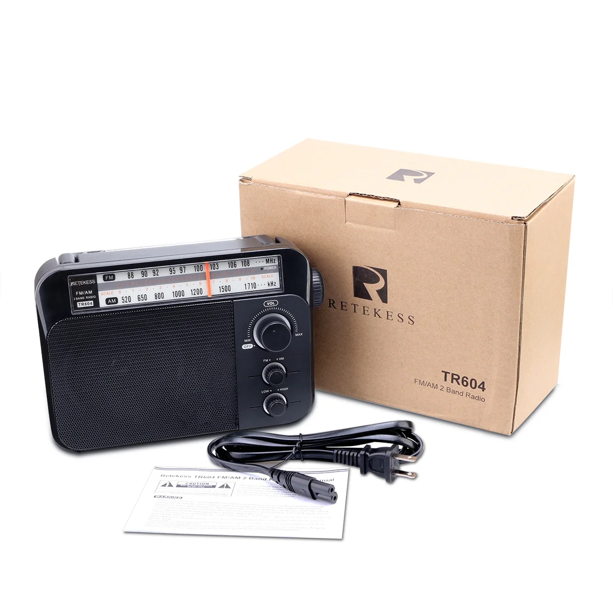 Retekess TR604 FM/AM 2 диапазона черный 2019new Портативный радио от сети переменного тока
