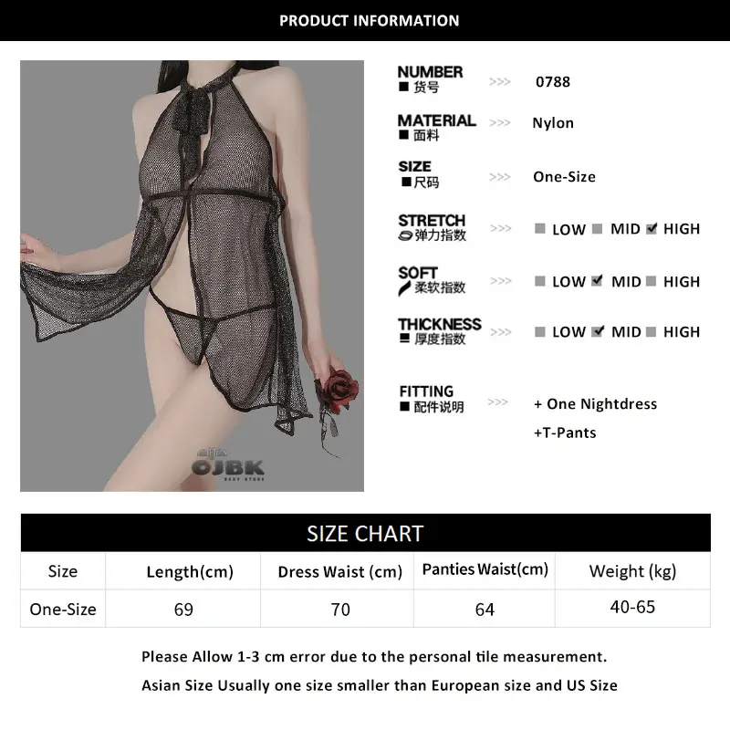 

2 Pcs Women Lingerie Lace Strap Chemise Halter Teddy V Neck Sleepwear See Through Open Back Nightgown With Sexy Thong 2021 New