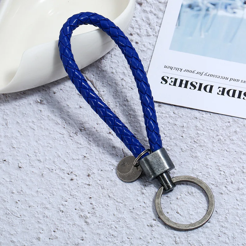 Модный повседневный плетеный кожаный брелок простой веревочный античный сплав
