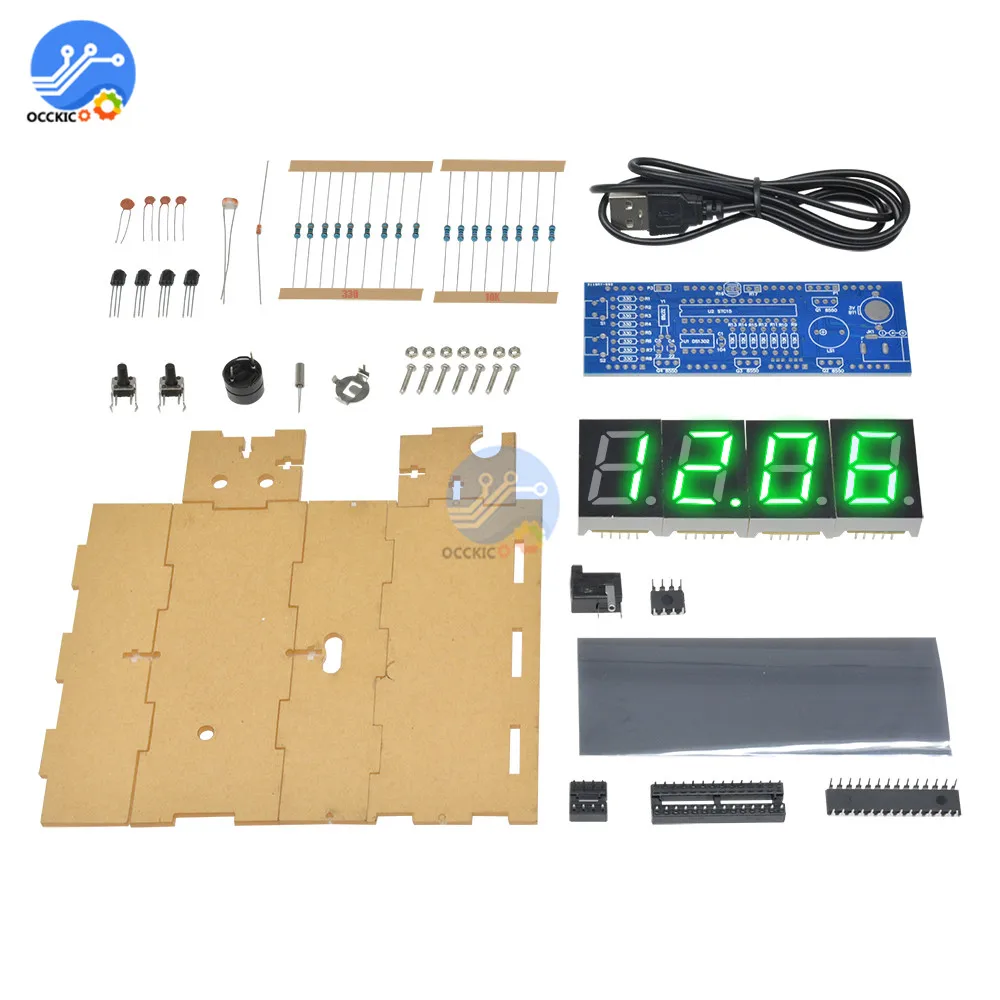 Электронные светодиодные часы комплект сделай сам с цифровым дисплеем контролем
