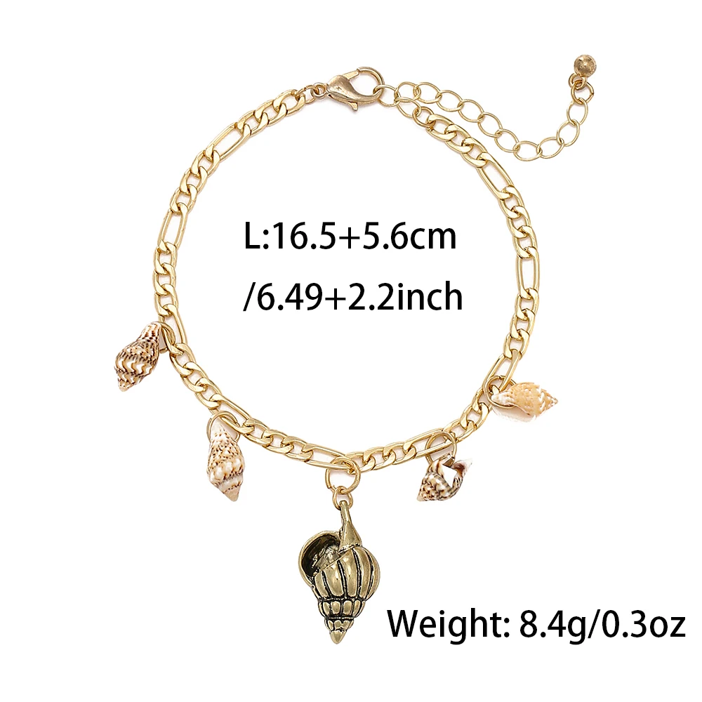 

OUREX New Fashion Punk Style Gold Color Metal Shell Bracelet Simple Design Bracelet for Women Party Jewelry Girl Beach Gift