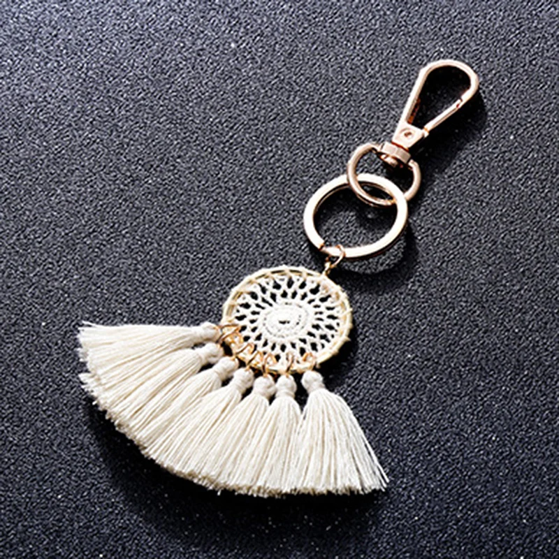 

Fashion Handmade Retro Keychain Shell Tassel Pendant Key Chains Bohemian Accessories For Women Bags Colorful Trinket