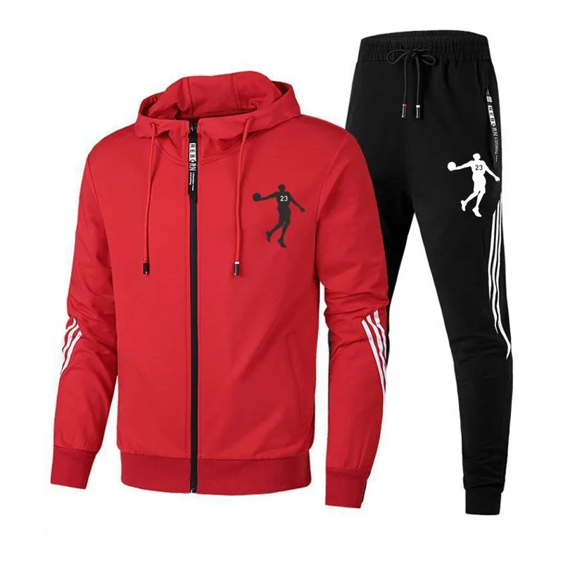 

Brand Men Tracksuit 2 Pieces Sets Autumn Winter Jacket Casual Zipper Jackets Sportswear+Pants Sweatshirt Sports Suit Clothing