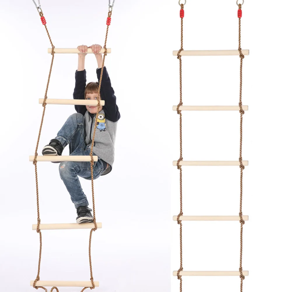 

Wooden Rope Ladder Kids Fitness Toy Multi Rungs Climbing Game Toy Outdoor Training Activity Safe Sports Rope Swing Swivel Rotary