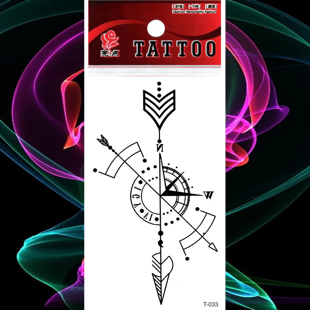 Водостойкие минималистичные геометрические компасы временные татуировки