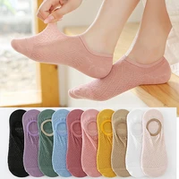 10 pieces 5 pairs women summer no show short ankle boat socks set non slip silicone invisible breathable mesh sock slippers